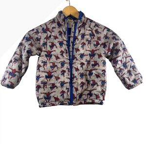 Kids Disney Marvel Spiderman Puffer Jacket S 3T Blue Red All Over Print Winter